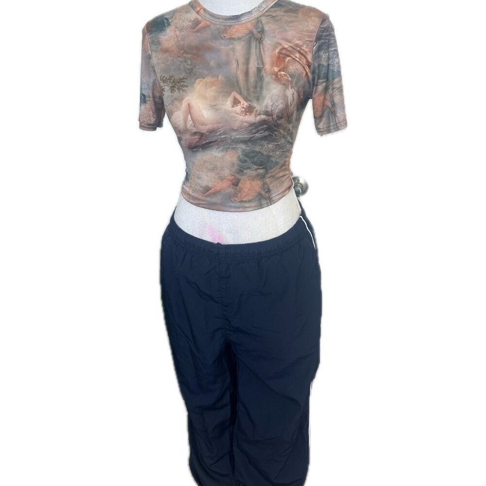 Vintage Renaissance Angel Print Mesh Tee